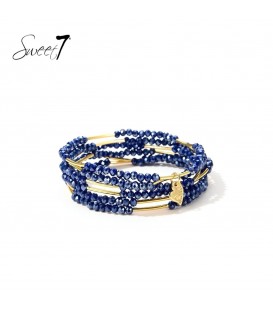 Blauwe glaskralen armband met gouden accenten | Tijdloos en Elegant